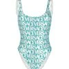 Versace Swim One-piece Lycra Vita Recycled Logomania Print Gold Outline Lamina