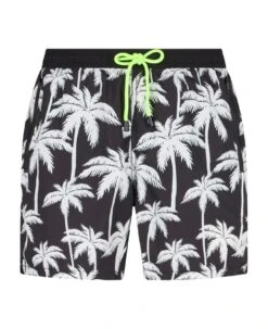 MC2 Saint Barth Man Zipped Swim Shorts With Palm Print