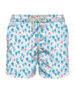 MC2 Saint Barth Man Light Fabric Swim Shorts With Jellyfish Print