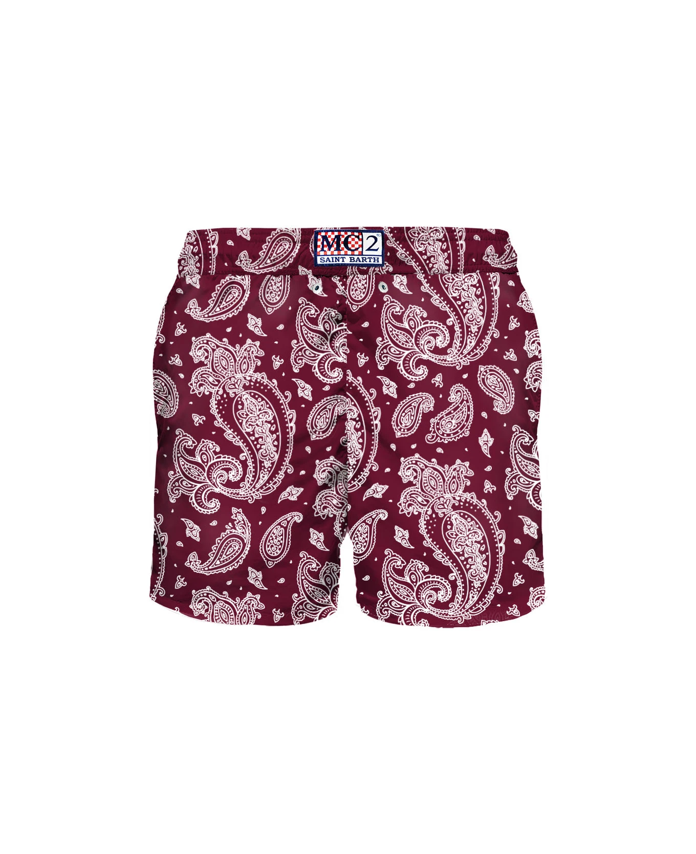 MC2 Saint Barth Man Light Fabric Swim Shorts With Burgundy Paisley Print 4 MC2 Saint Barth Man Light Fabric Swim Shorts With Burgundy Paisley Print - Image 2