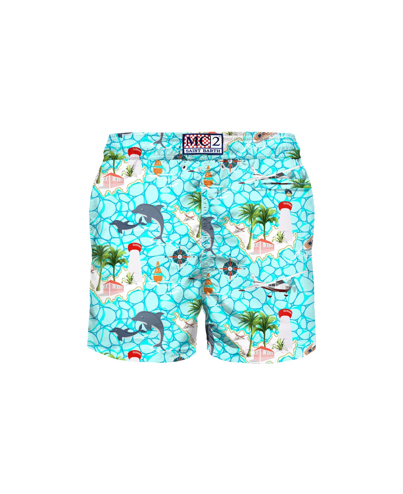 MC2 Saint Barth Man Light Fabric Swim Shorts With Sailing Boats Print 4 MC2 Saint Barth Man Light Fabric Swim Shorts With Sailing Boats Print - Image 2