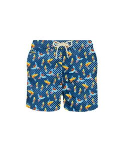 MC2 Saint Barth Man Light Fabric Swim Shorts With Tropical Birdies Print