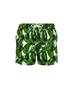 MC2 Saint Barth Banana Leaves Print Mid-length Swim Shorts