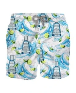 MC2 Saint Barth Man Classic Swim Shorts With Gin Mare Print | Gin Mare Special Edition