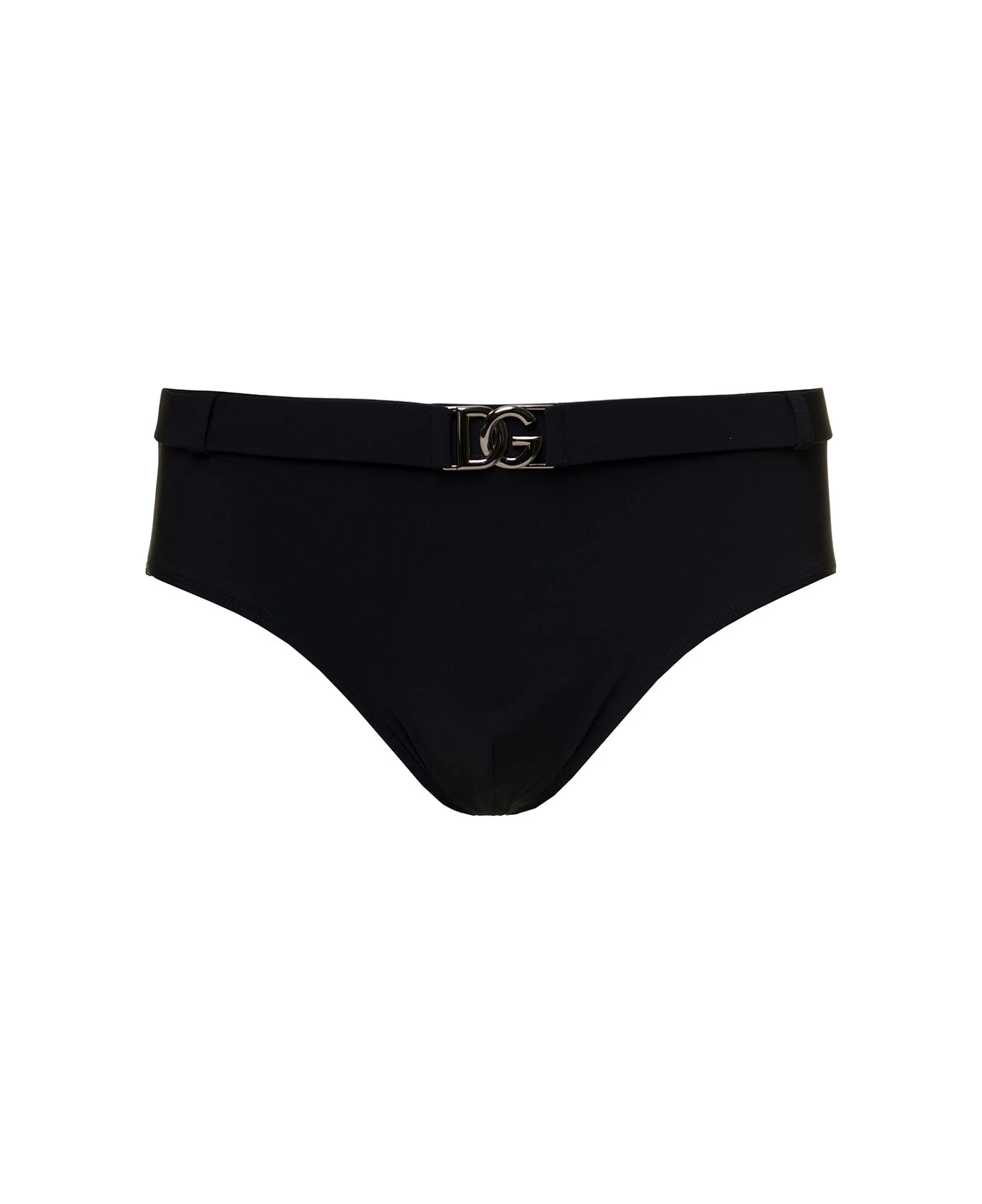 Dolce & Gabbana Black Swim Brief With Metallic Dg Logo In Stretch Polyamide Man 3 Dolce & Gabbana Black Swim Brief With Metallic Dg Logo In Stretch Polyamide Man