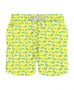 MC2 Saint Barth Man Light Fabric Swim Shorts With Micro Sharks Print