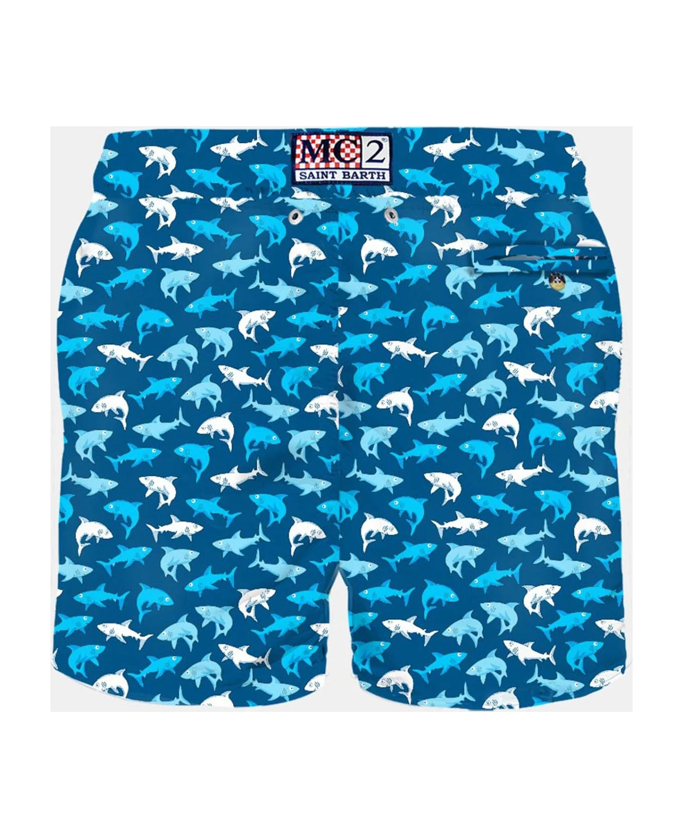 MC2 Saint Barth Man Light Fabric Swim Shorts With Multicolor Sharks Print 4 MC2 Saint Barth Man Light Fabric Swim Shorts With Multicolor Sharks Print - Image 2