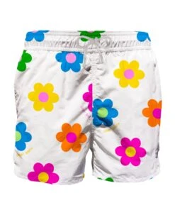 MC2 Saint Barth Man Classic Swim Shorts With Daisy Print