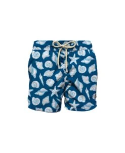 MC2 Saint Barth Man Light Fabric Swim Shorts With Shells Print
