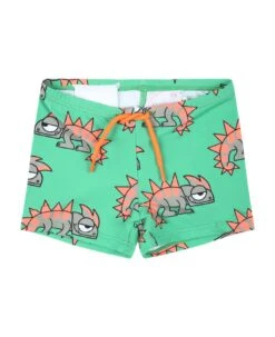 Stella McCartney Kids Green Swim-trunks For Baby Boy With Chameleons