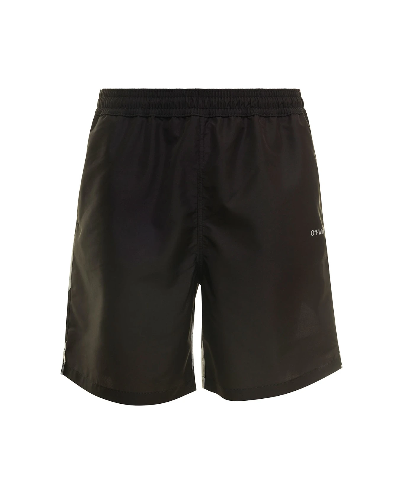 Off-White Black Swim Trunks With Diag Print At The Back In Polyester Man 3 Off-White Black Swim Trunks With Diag Print At The Back In Polyester Man