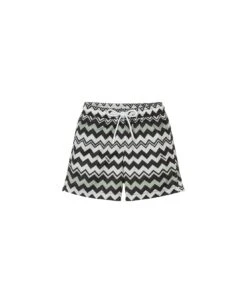 Chevron Patterned Swim Shorts In Black