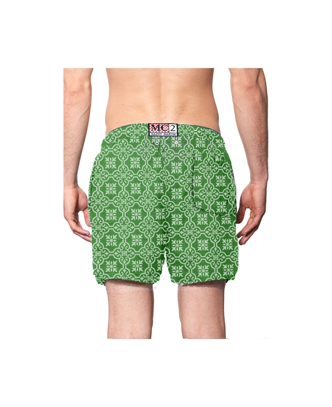 MC2 Saint Barth Man Linen Swim Shorts With Patterned Print 4 MC2 Saint Barth Man Linen Swim Shorts With Patterned Print - Image 2