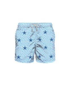 MC2 Saint Barth Man Light Fabric Swim Shorts With Stars Embroidery