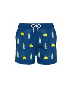 MC2 Saint Barth Man Light Fabric Swim Shorts With Gin Lemon Embroidery