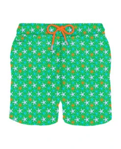 MC2 Saint Barth Man Light Fabric Swim Shorts With Multicolor Starfish Print
