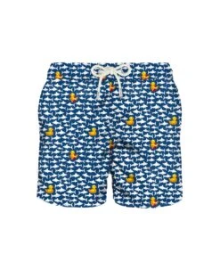 MC2 Saint Barth Light Fabric Man Swim Shorts Duckies And Sharks Print