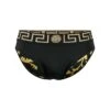 Versace Black Swim Briefs With Medusa Head And Greca Motif In Polyamide Stretch Man