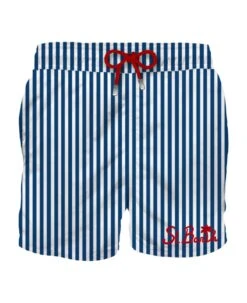 MC2 Saint Barth Man Classic Swim Shorts With White And Blue Stripes