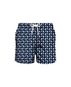 MC2 Saint Barth Man Swim Shorts Penguins Micro Print