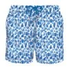 MC2 Saint Barth Man Light Fabric Swim Shorts With Blue Leaves Print -Family Dressing 6723a7baa6e1051278e82d567a72efc9