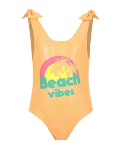 Billieblush Orange Swim Suit For Girl With Palm Tree