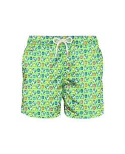 MC2 Saint Barth Light Fabric Man Swim Shorts Roosters Print