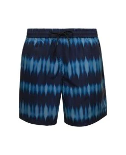 A.P.C. 'bobby' Blue Swim Trunks With Tie-dye Print And Drawstring In Nylon Man