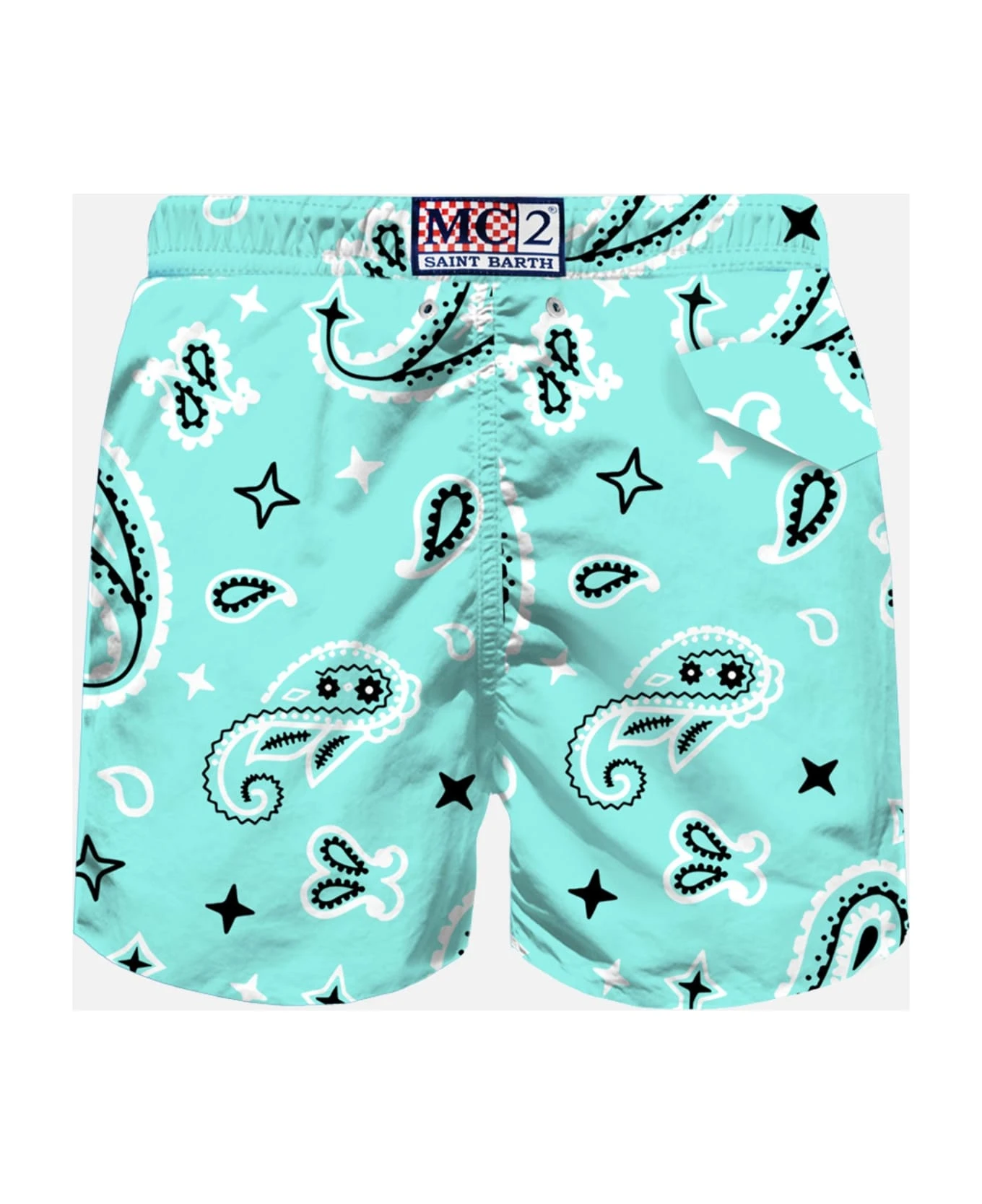 MC2 Saint Barth Man Light Fabric Swim Shorts With Water Green Bandanna Print 4 MC2 Saint Barth Man Light Fabric Swim Shorts With Water Green Bandanna Print - Image 2
