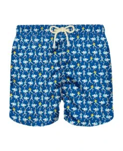 MC2 Saint Barth Man Light Fabric Swim Shorts With Runners Print