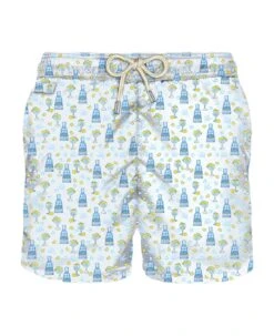 MC2 Saint Barth Man Light Fabric Swim Shorts With Gin Print | Gin Mare Special Edition