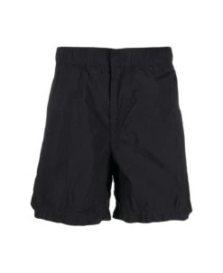 Black Swim Trunks With Concealed Fastening In Nylon Man