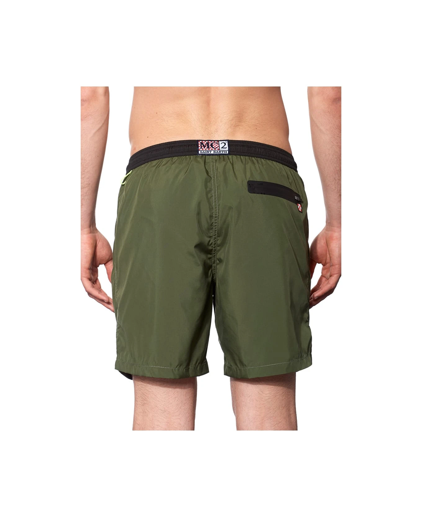 MC2 Saint Barth Military Green Light Fabric Zipped Swim Shorts 5 MC2 Saint Barth Military Green Light Fabric Zipped Swim Shorts - Image 3