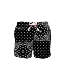 MC2 Saint Barth Man Swim Shorts With Black Bandanna Print