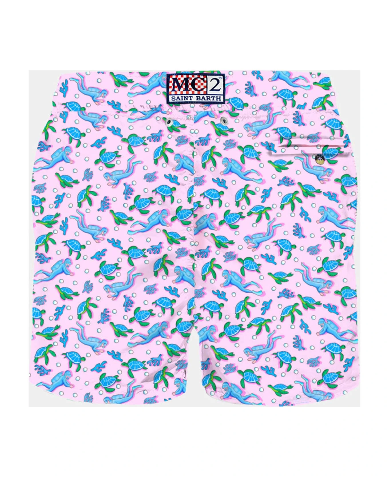 MC2 Saint Barth Man Light Fabric Swim Shorts With Turtles And Scuba Divers Print 4 MC2 Saint Barth Man Light Fabric Swim Shorts With Turtles And Scuba Divers Print - Image 2