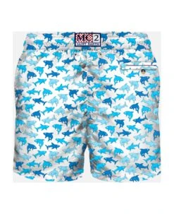 MC2 Saint Barth Man Light Fabric Swim Shorts With Sharks Print -Family Dressing 9ecdfa67915b0ff1d465c51e604c11ea