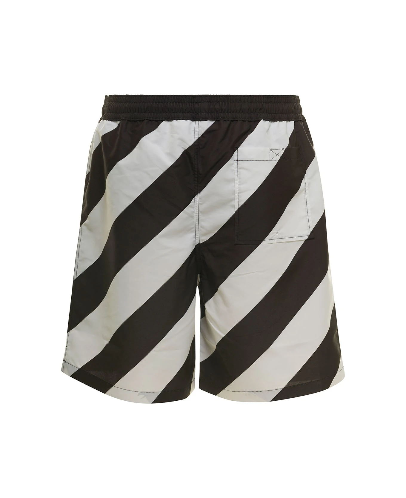 Off-White Black Swim Trunks With Diag Print At The Back In Polyester Man 4 Off-White Black Swim Trunks With Diag Print At The Back In Polyester Man - Image 2