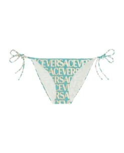 Versace Swim Slip Lycra Vita Recycled Logomania Print Gold Outline Lamina