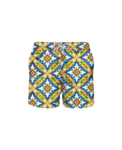 MC2 Saint Barth Light Fabric Man Swim Shorts Maiolica Print