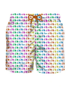 MC2 Saint Barth Man Light Fabric Swim Shorts With Vespa Print | Vespa© Special Edition