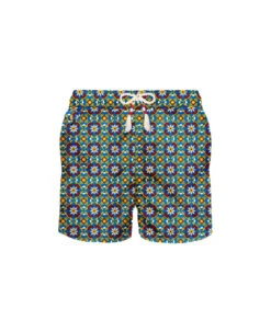 MC2 Saint Barth Man Light Fabric Swim Shorts With Pattern