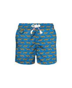MC2 Saint Barth Light Fabric Man Swim Shorts Leopard Print