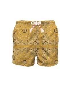 MC2 Saint Barth Man Swim Shorts With Ochre Bandanna Print