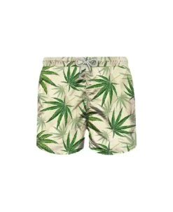 MC2 Saint Barth Green Leaves All Over Print Swim Shorts