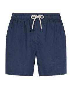 MC2 Saint Barth Man Navy Blue Linen Swim Shorts