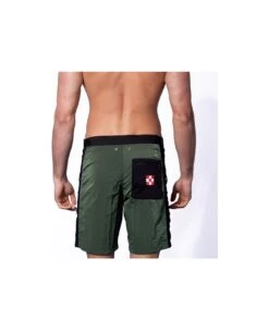 MC2 Saint Barth Military Green Swim Shorts With Contrast Lateral Band -Family Dressing fc987eaa0b8145c0efb2f035ea9e0d65