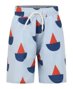 Bobo Choses Light Blue Swim Boxer For Boy With Fishes Printed All-over